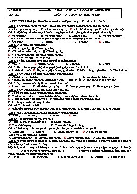 Kiểm tra học kì I, Năm học 2016 - 2017 môn Tin học 9